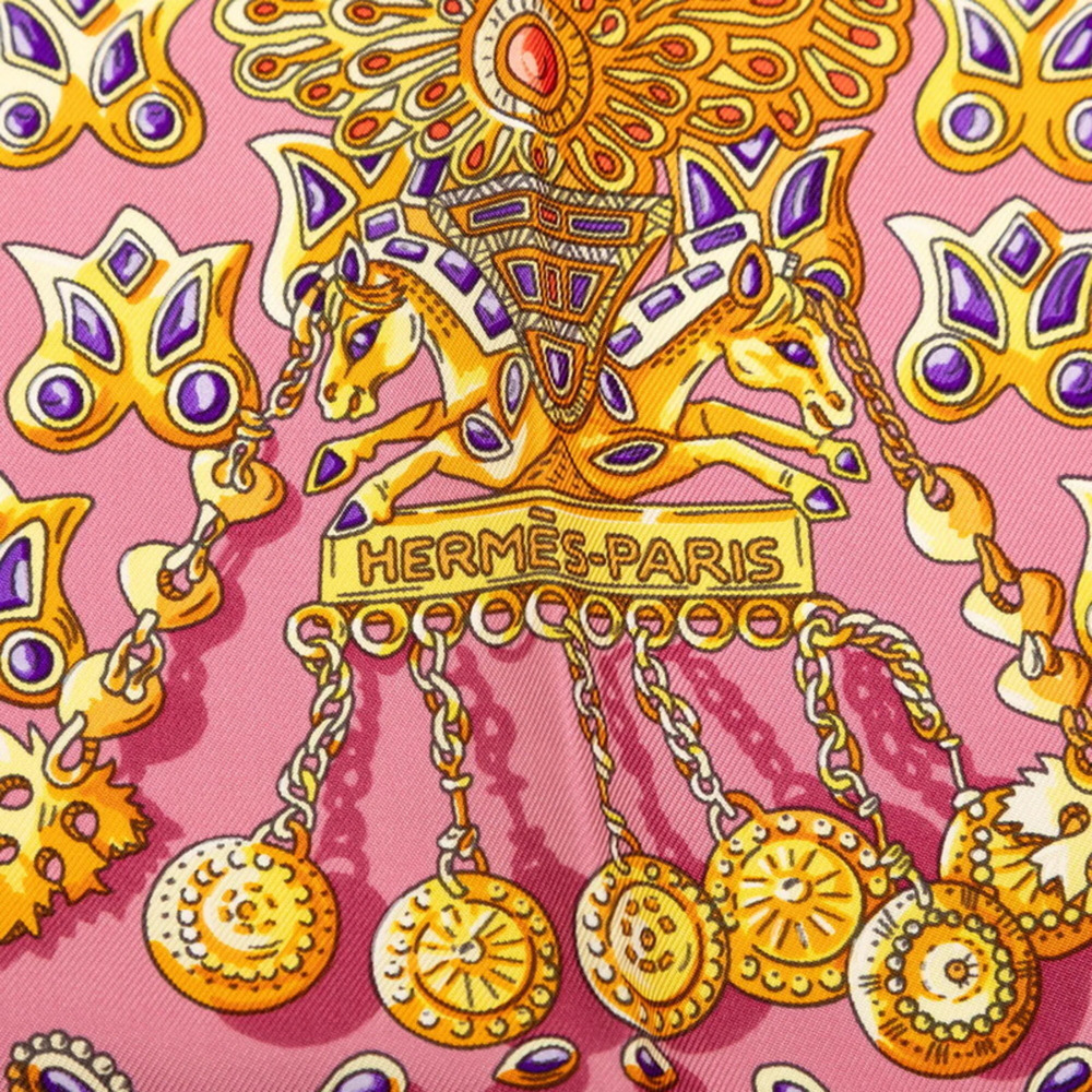 HERMES Pink Silk Scarf - Picture 4 of 7